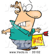 Vector of a Surprised Cartoon Man Being Struck with an Unexpected Government Taxes Arrow by Toonaday