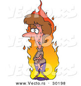 Vector of a Sweating Cartoon Lady Having a Hot Flash by Toonaday