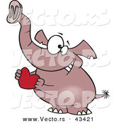 Vector of a Sweet Cartoon Elephant Holding a Red Valentine Love Heart by Toonaday