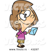 Vector of a Sweet Cartoon Girl Giving an Invitation by Toonaday