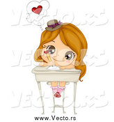 Vector of a Sweet White Girl Writing a Love Letter at a Desk by BNP Design Studio