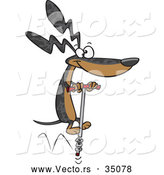 Vector of a Talented Cartoon Wiener Dog Jumping with a Pogo Stick by Toonaday