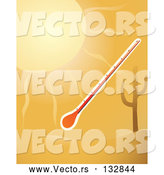 Vector of a Thermometer in the Hot Sunshine by a Cactus in the Desert by Rasmussen Images