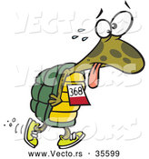 Vector of a Tired Cartoon Turtle Walking in a Race by Toonaday