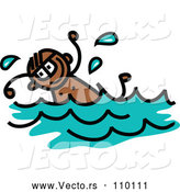 Vector of a Toddler Black Boy Swimming by Prawny