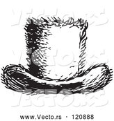 Vector of a Top Hat in Black and White Retro Vintage Style by Picsburg