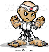 Vector of a Tough Black Belt Karate Guy Holding up Two Fists by Chromaco