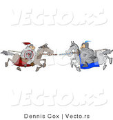 Vector of a Two Knights Jousting Each Other with Lances by Djart
