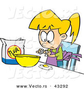 Vector of a Unsure Cartoon Blond Girl Trying to Make Dough by Toonaday