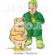 Vector of a Veterinarian Helping Sick Pick Standing in Barf by Snowy