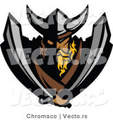 Vector of a Viking Warrior Mascot Armed with Two Swords by Chromaco