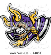Vector of a Viscous Cartoon Viking Football Player Mascot Ready to Charge by Chromaco