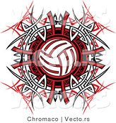 Vector of a Volleyball over Tribal Design by Chromaco