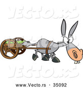 Vector of a Wacky Cartoon Donkey Pulling a Wooden Cart by Toonaday