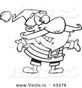 Vector of a Welcoming Cartoon Santa Standing with Open Arms - Coloring Page Outline by Toonaday