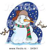 Vector of a Welcoming Cartoon Snowman by Toonaday