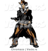 Vector of a Western Gunslinger Outlaw Pointing a Loaded Gun by Chromaco