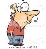Vector of a Whistling Cartoon Man Patiently Waiting with His Hands in His Pockets by Toonaday