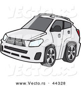 Vector of a White 4-door Car with Dark Tinted Windows by Toonaday