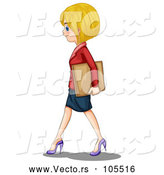 Vector of a White Business Girl Walking by