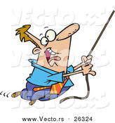 Vector of a White Businessman Swinging from a Rope by Toonaday