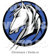 Vector of a White Horse Composited over a Blue Circle Icon by Chromaco
