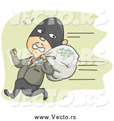 Vector of a White Male Robber Running Away with a Money Bag by BNP Design Studio
