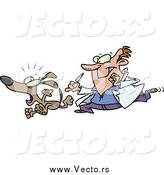 Vector of a White Male Vet Chasing a Dog for a Neuter Surgery by Toonaday