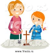 Vector of a White Mother and Girl at a Christian Altar by BNP Design Studio