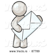 Vector of a White Person Holding a Large Envelope, Symbolizing Communications and Email by Leo Blanchette