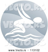Vector of a White Swimmer Person Diving in a Circle by AtStockIllustration