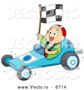 Vector of a White Toddler Boy Driving a Go Kart by BNP Design Studio