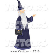 Vector of a Wizard Carrying a Book and Presenting by BNP Design Studio