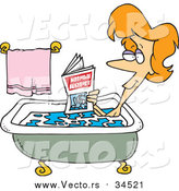 Vector of a Woman Reading in the Bath Tub by Toonaday