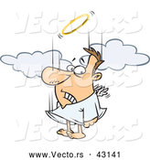 Vector of a Worried Cartoon Angel with Tiny Wings Falling from the Sky by Toonaday