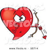 Vector of a Worried Red Love Heart Cupid with a Broken Arrow by Toonaday