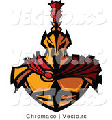 Vector of a Worthy Gold Spartan Warrior Wearing Red Cape by Chromaco