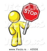 Vector of a Yellow Man Holding a Red Stop Sign by Leo Blanchette
