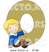 Vector of a Young Boy Beside Alphabet Letter O by BNP Design Studio