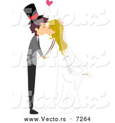 Vector of a Young Bride and Groom Kissing During Wedding by BNP Design Studio