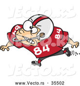 Vector of a Young Cartoon Football Player Charging Forward with a Mean, Intimidating Look on His Face by Toonaday