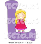 Vector of a Young Girl Beside Alphabet Letter L by BNP Design Studio
