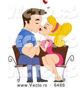 Vector of a Young Man and Woman Kissing at a Bench by BNP Design Studio