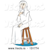 Vector of a Young Nun Girl Sitting on a Stool by Andy Nortnik