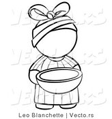 Vector of African Girl Outline Carrying a Bowl - Coloring Page Outlined Art by Leo Blanchette