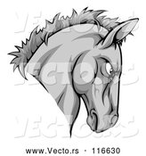Vector of Aggressive Gray Horse Mascot Head by AtStockIllustration