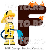 Vector of Alphabet Letter F with a Fireman Boy by BNP Design Studio