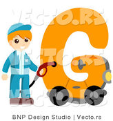 Vector of Alphabet Letter G with a Gas Station Attendant Boy by BNP Design Studio
