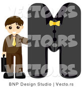 Vector of Alphabet Letter M with a Businessman Boy by BNP Design Studio