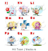 Vector of Alphabet Letters with People and Characters - J Through R by Hit Toon